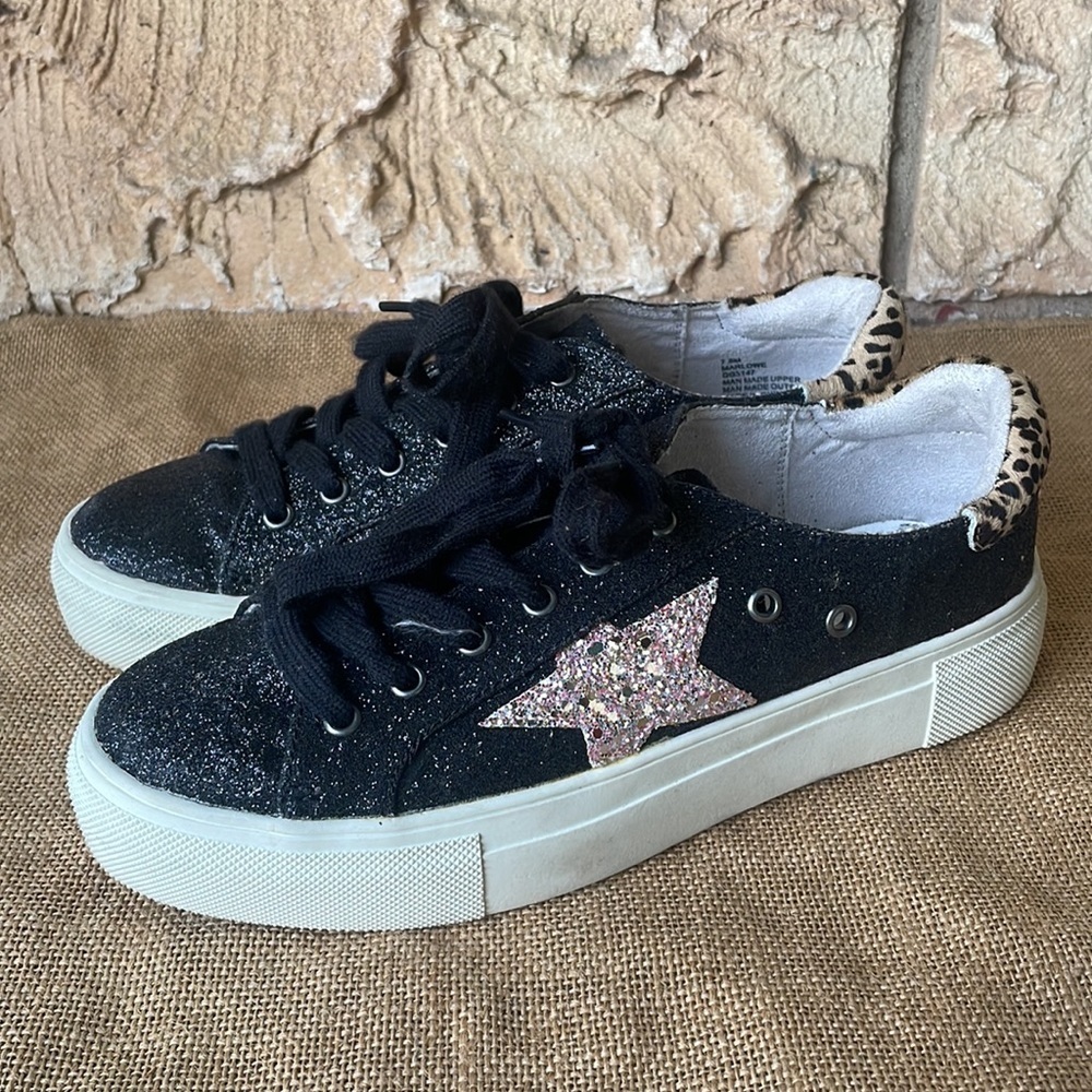 Mia marlowe Shoe Star Glitter sneakers, Black & Pink Size 7 1/2 Sold Out - Picture 3 of 16
